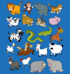 Animals kid drawings vector image