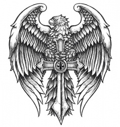 Eagle with sword illustration vector image
