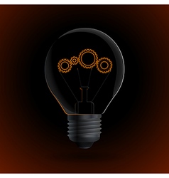 Lightbulb with gear sign on a dark background vector image