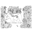 Zen Tangle bear with flowers vector image