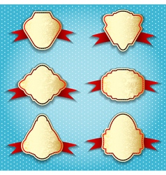 Goldden labels tags ribbons vector image