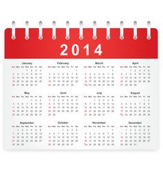 Stylish calendar page for 2014 vector image