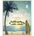 Beach and palm vintage vector image
