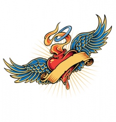 Flaming heart tattoo vector image