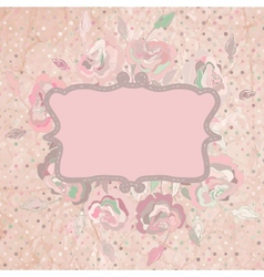 Vintage with pink rose on paper polka dot EPS 8 vector image