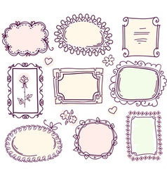Cute doodle floral frame set vector image