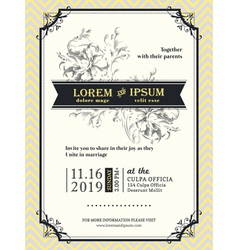 Vintage Wedding invitation frame template vector image