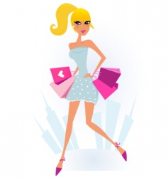 Shopping girl in the city vector image