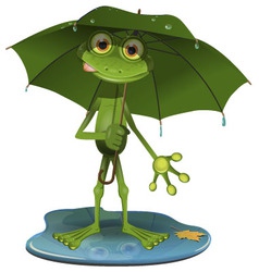 Frog with a green umbrella vector image