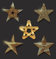 Set of golden decorative stars vector image