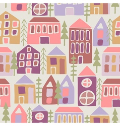 Seamless pattern with cartoon houses Seamless pattern with cartoon houses vector image