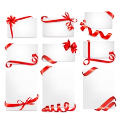 Set of beautiful cards with red gift bows vector image