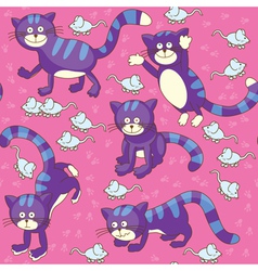 Funny cat and mouse seamless vector image