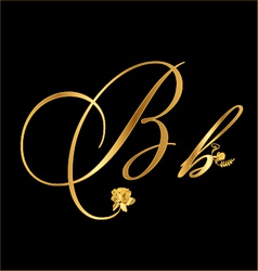 Gold letter B with roses vector image