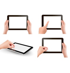 Set of tables with hands vector image