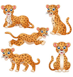 Cartoon leopard sitting on tree stump Royalty Free Vector