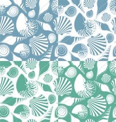 Blue background with sea shells Royalty Free Vector Image
