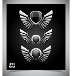 Metal Shield emblem with wings vector image