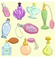 Set of doodle retro perfume bottles vector image