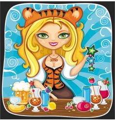 Cute tigress bartender Cute tigress bartender vector image