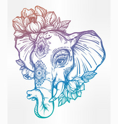 Decorative elephant with tribal ornament flowers vector image