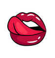 Female tongue liking glossy lips Female tongue liking glossy lips vector image