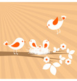 Birds family spring card vector image