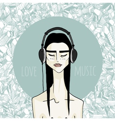Asian girl with headphones Asian girl with headphones vector image