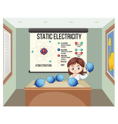 scientist girl doing static electricity science vector image