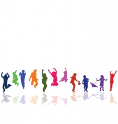 Kids playing and jumping vector image
