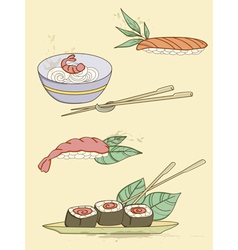 Drawn seafood icons vector image