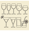 Alcohol Wine Beer Cocktail and Water Glasses vector image