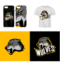 Wolf head sport club isolated logo concept vector image