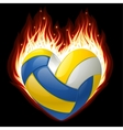 Volleyball on fire in the shape of heart vector image
