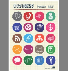 Business and media web icons set drawn by chalk vector image