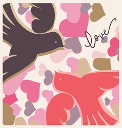 Kissing pigeons valentine poster vector image