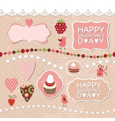 Set of Valentines Day elements vector image