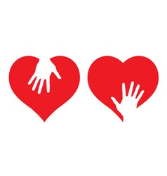 Hearts with helping hands vector image