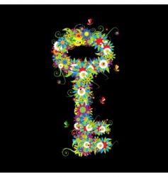 Key icon floral style vector image