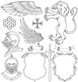 Set of knight heraldic elements vector image