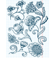 Floral abstract doodle set vector image