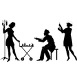 Silhouettes of health workers in a situation vector image