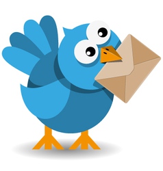 Blue bird with a paper envelope vector image