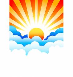 Sun rising in clouds vector image