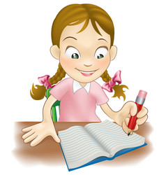 young girl writing in a book vector image