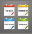 Paper diary icons with bended color corners vector image