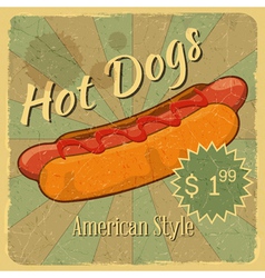 Grunge Cover for Hot Dogs Price vector image