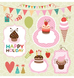 Set of holiday elements vector image