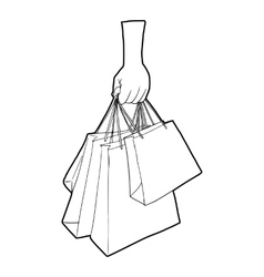 A hand holding shopping bags icon outline style A hand holding shopping bags icon outline style vector image