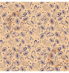 Vintage butterfly seamless vector image